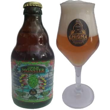 Uitgeschonken Lupulin Monster in bijhorend bierglas