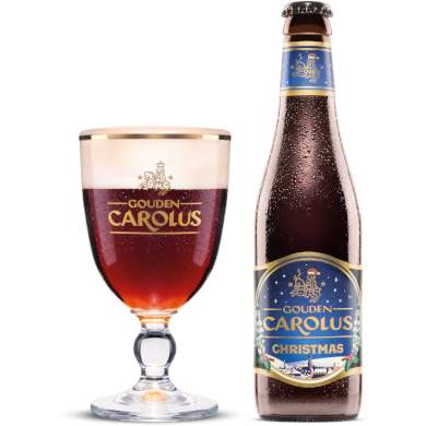 Uitgeschonken Gouden Carolus Christmas in bijhorend glas