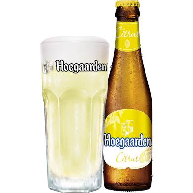 Uitgeschonken Hoegaarden Citrus in bijhorend Hoegaardenglas