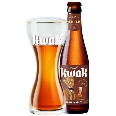 Uitgeschonken Kwak Amber in origineel Kwakglas