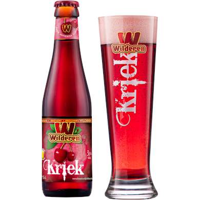 Uitgeschonken Wilderen Kriek in bijhorend glas