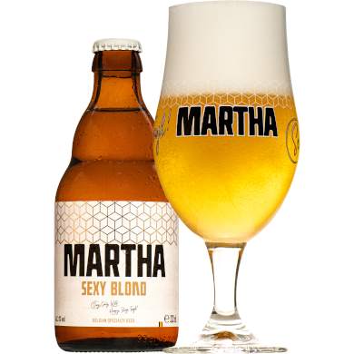 Martha Sexy Blond uitgeschonken in bijhorend bierglas