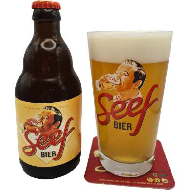 Seefbier uitgeschonken in bijhorend Seef bierglas