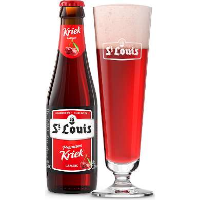 Uitgeschonken St Louis Premium Kriek in bijhorend glas