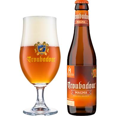 Uitgeschonken Troubadour Magma in bijhorend bierglas