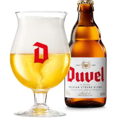 Duvelflesje met vol Duvelglas