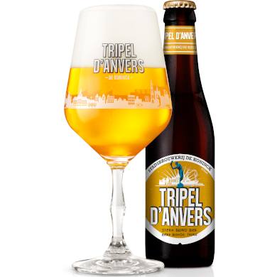 Uitgeschonken Triple d'Anvers naast flesje