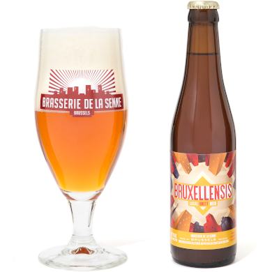 Bruxellensis uitgeschonken in een bierglas van Brasserie de la Senne