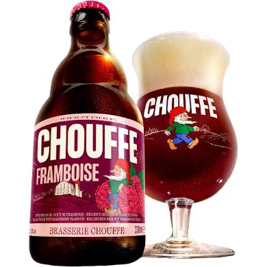 Uitgeschonken Chouffe Framboise in bijhorend glas