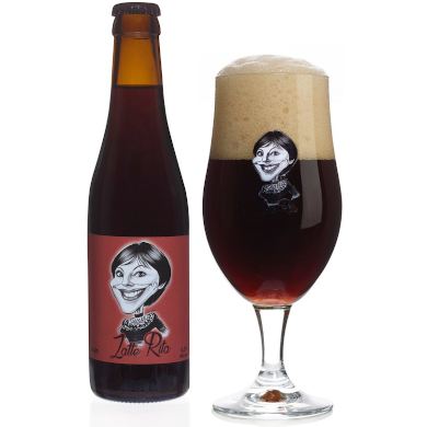 Zatte Rita Bruin in bierglas met flesje ernaast