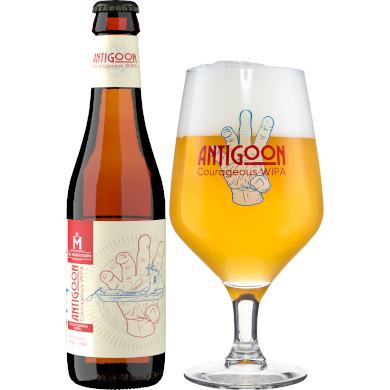 Uitgeschonken Antigoon Courageous WIPA in bijhorend bierglas