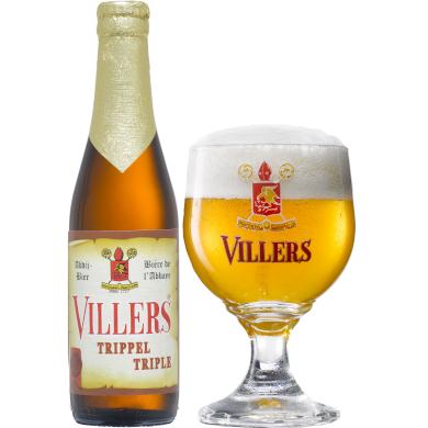 Uitgeschonken Villers Tripel in bijhorend glas