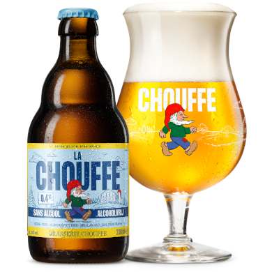 Uitgeschonken Chouffe Alcoholvrij naast flesje