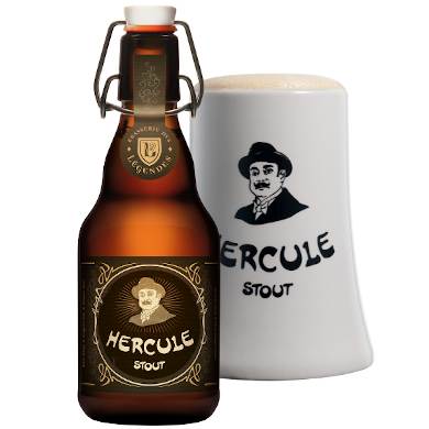 Hercule Stout beker met fles ernaast