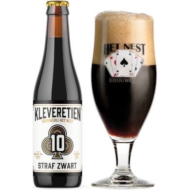 Uitgeschonken Kleveretien Straf Zwart in bijhorend bierglas