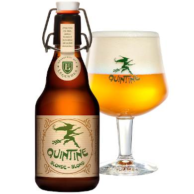 Uitgeschonken Quintine Blond in bijhorend bierglas