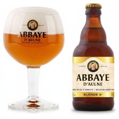 Abbaye d’Aulne Blonde uitgeschonken in glas