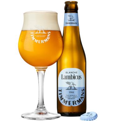Timmermans Lambicus Blanche in glas uitgeschonken