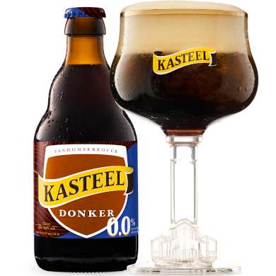 Uitgeschonken Kasteel Donker 0.0% in bijhorend bierglas