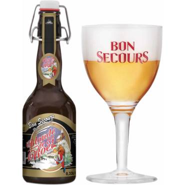 Uitgeschonken Bon Secours Blonde de Noël in bijhorend glas