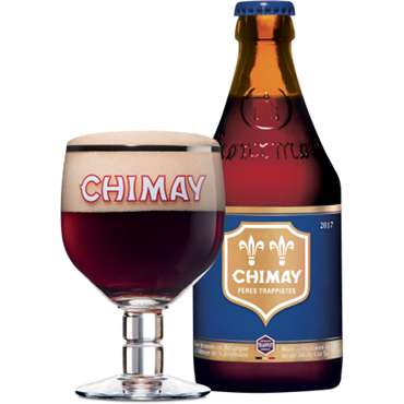 Uitgeschonken Chimay Blauw in bijhorend bierglas