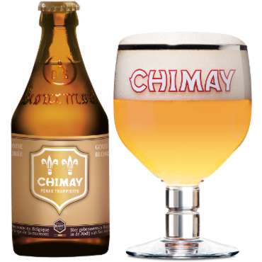 Uitgeschonken Chimay Goud in bijhorend bierglas