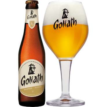 Uitgeschonken Goliath Blond in bijhorend bierglas