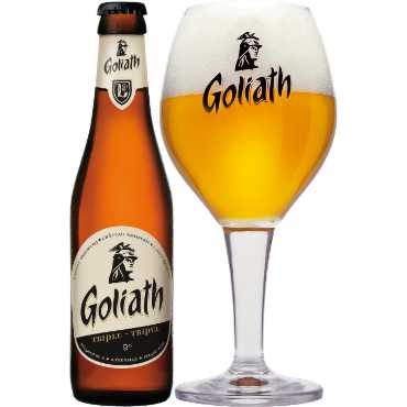Uitgeschonken Goliath Tripel in bijhorend bierglas