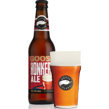 Uitgeschonken Goose Honkers Ale in bijhorend glas
