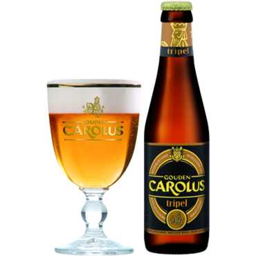 Uitgeschonken Gouden Carolus Tripel in bijhorend glas