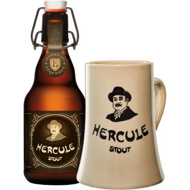 Hercule Stout beker met fles ernaast