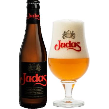 Uitgeschonken Judas in bijhorend bierglas