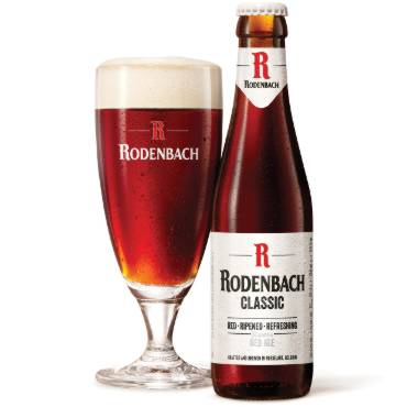 Uitgeschonken klassieke Rodenbach Classic in bijhorend glas