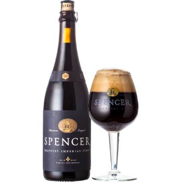 Uitgeschonken Spencer Imperial Stout in bijhorend bierglas