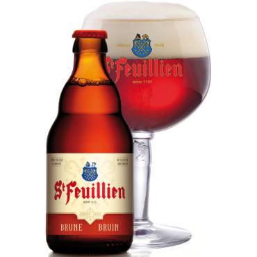 Uitgeschonken bruine St-Feuillien in bijhorend bierglas