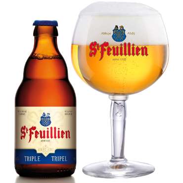 Uitgeschonken St-Feuillien Tripel in bijhorend bierglas