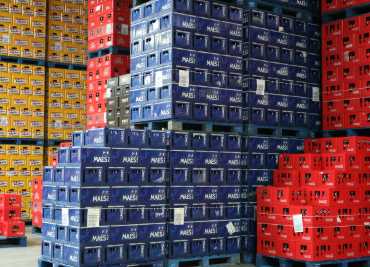 Magazijnpalletten te behandelen door magazijnier