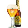 Uitgeschonken blonde Leffe in bijhorend kelkglas