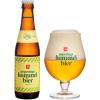 Uitgeschonken Poperings Hommelbier in bijhorend glas